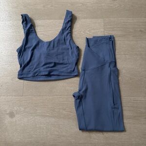 Aerie Deep Blue Leggings and Crop Top Set